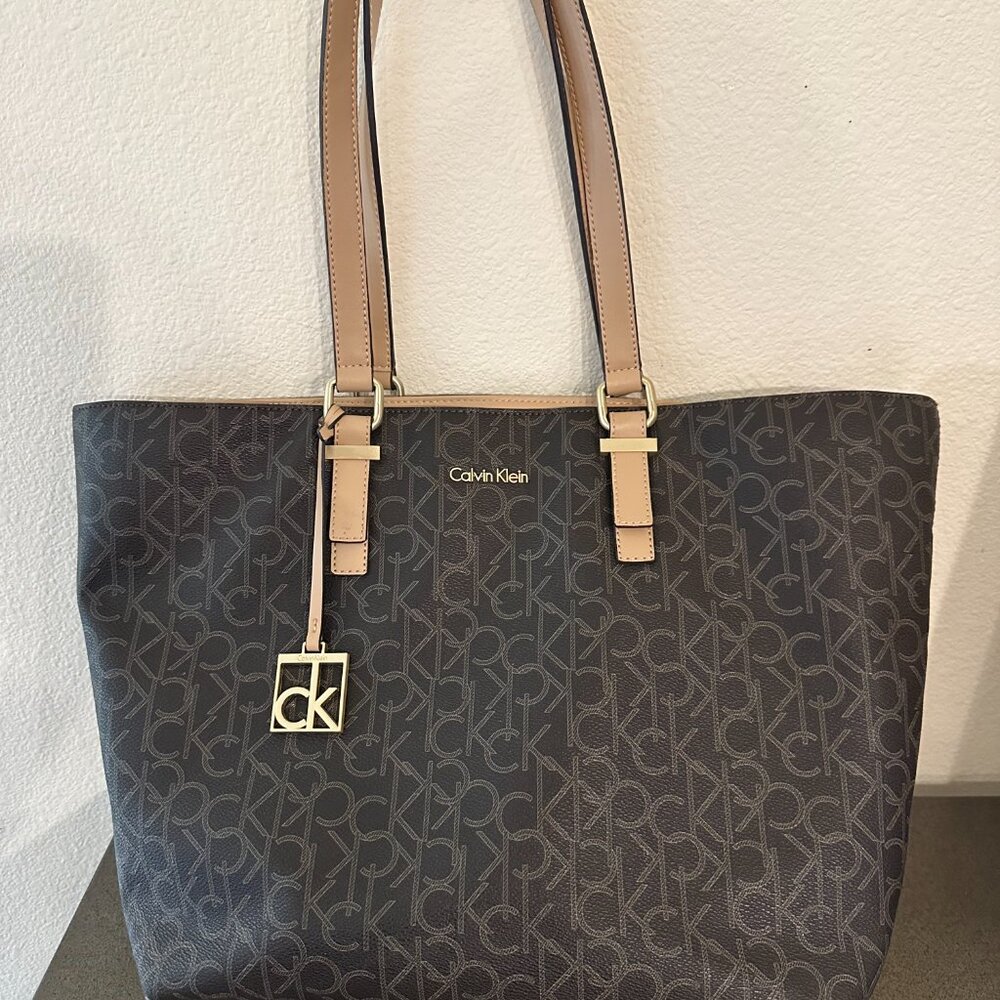 Calvin Klein Brown Bag with Gold Accents